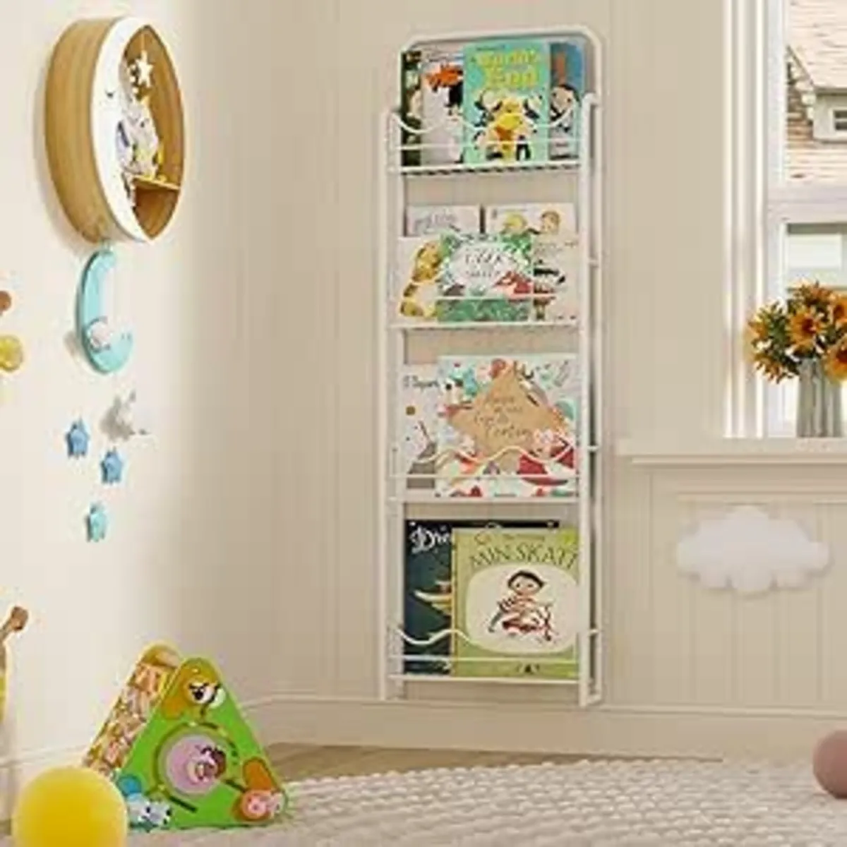 Kids Bookcase Wall Shelf 4 Tier Bookshelf Storage - Image 2