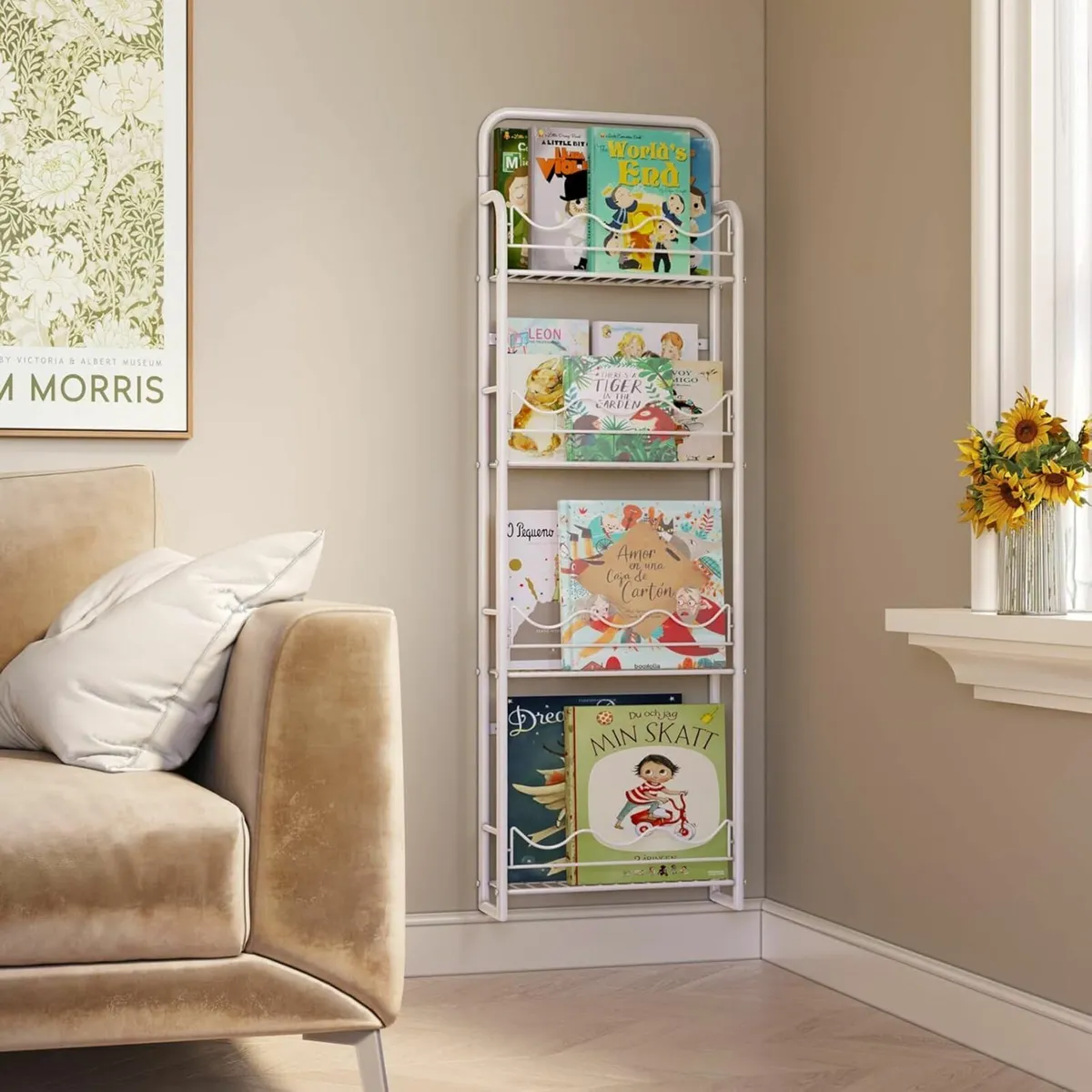Kids Bookcase Wall Shelf 4 Tier Bookshelf Storage - Image 4