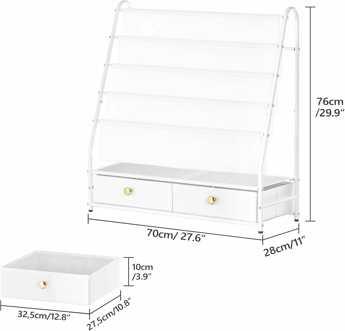 Kids Bookshelf 4 Tier Bookcase Drawers, Storage - Image 3