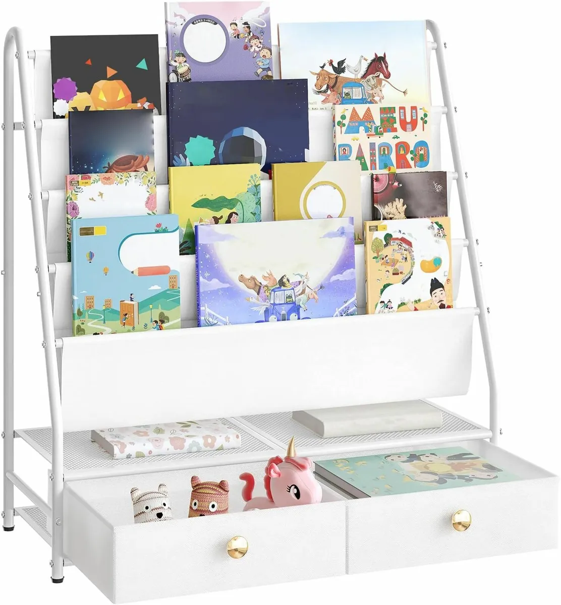 Kids Bookshelf 4 Tier Bookcase Drawers, Storage - Image 4