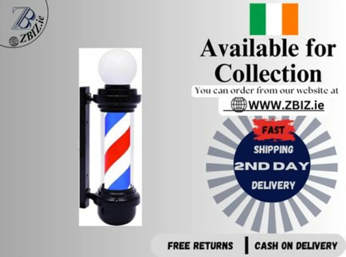 LED Barber Shop Sign Pole - Red, White, Blue Strip - Image 1