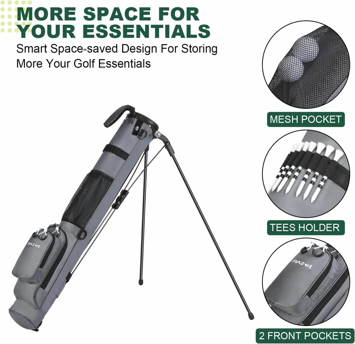 Golf Stand Bag 2 Way Divider 2 Pockets Adjustable - Image 4