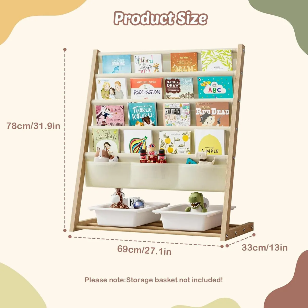 Kids Bookcase 4 Tier Children’s Bookshelf Storage - Image 2