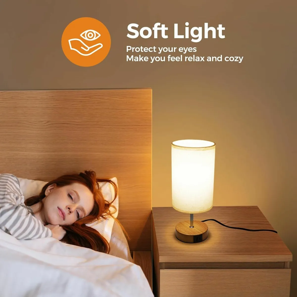 Bedside Lamps Set of 2, Touch Lamps USB A+C - Image 4