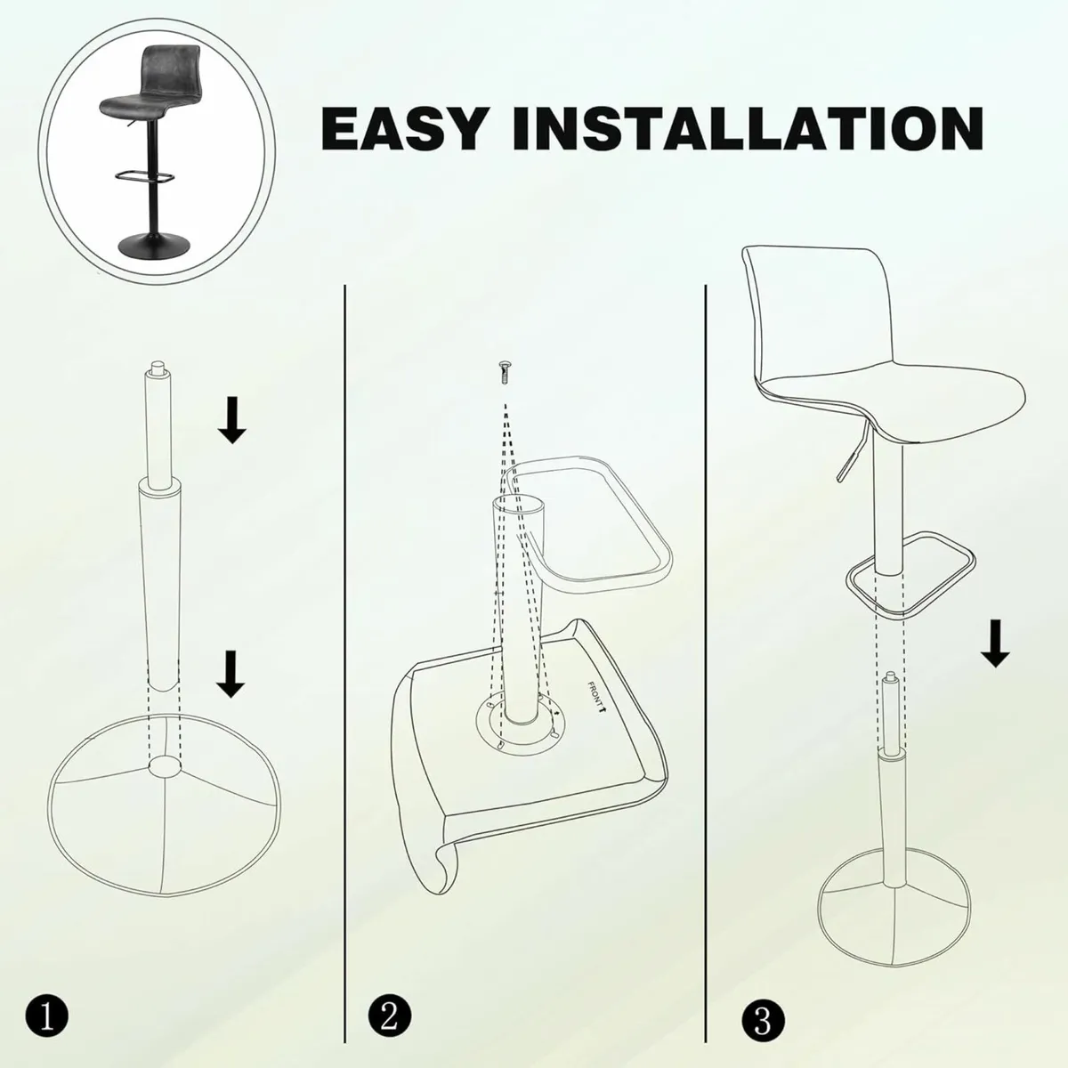 Swivel Bar Stools Set of 2 Counter Dining chair - Image 4