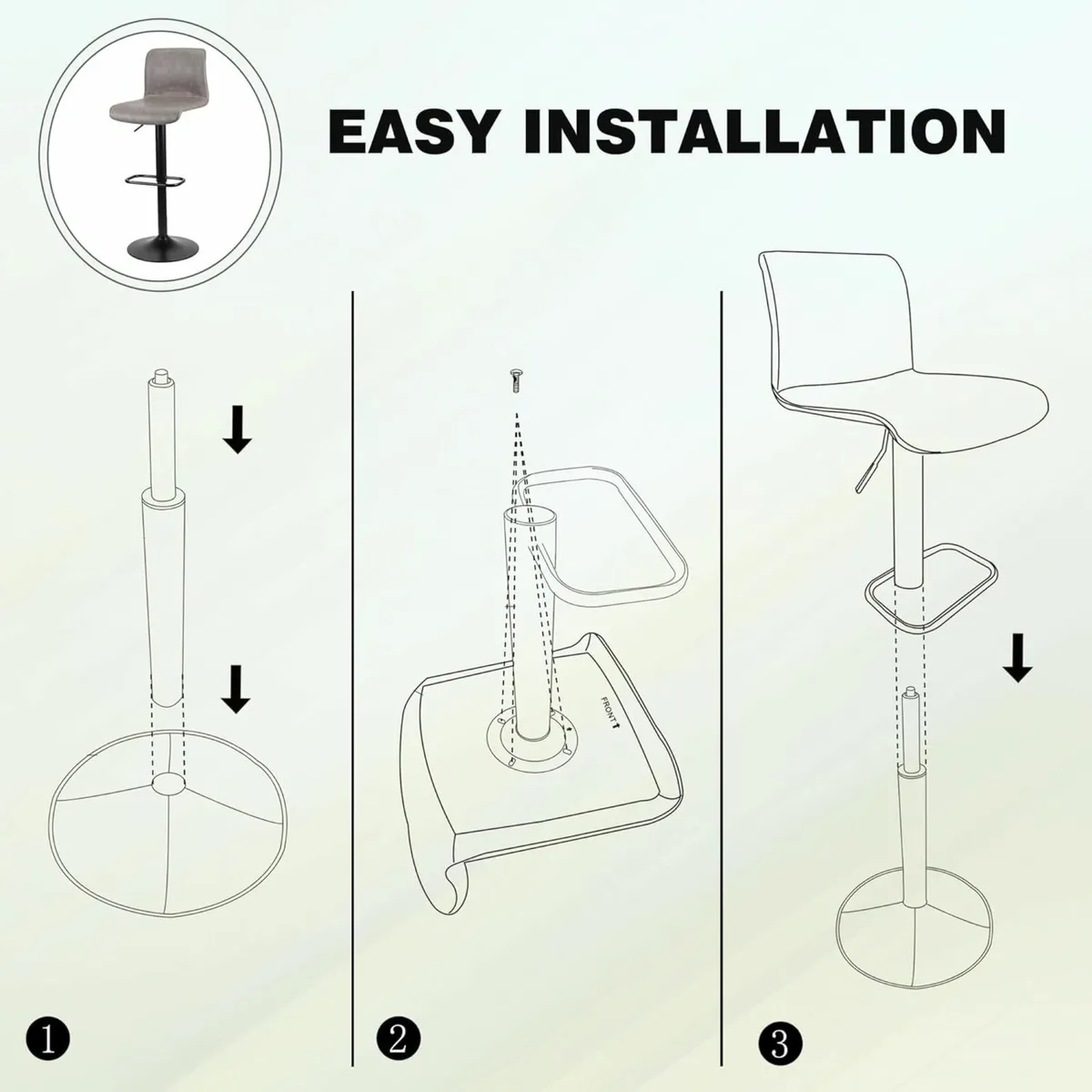Swivel Bar Stools Set of 2  Counter Dining table - Image 2