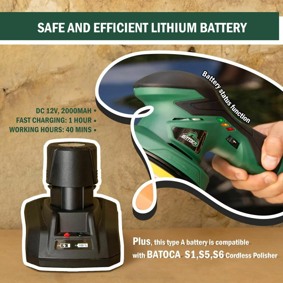 Cordless Car Buffer Polisher &Rechargeable Battery - Image 4