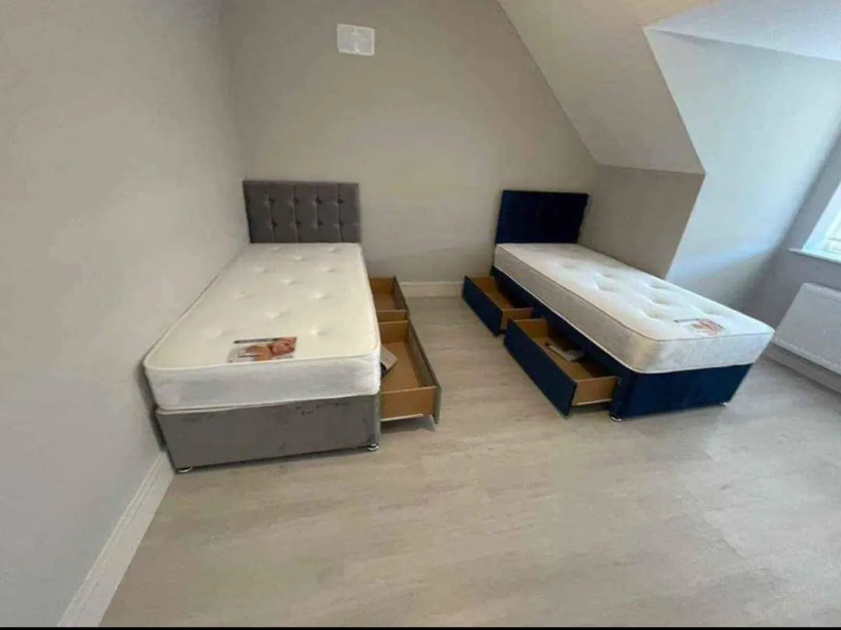 New 4ft6 divan beds with mattress - Image 1