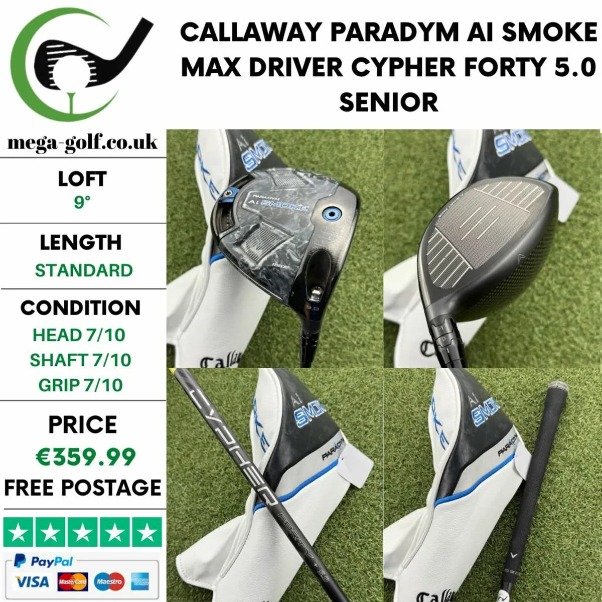 CALLAWAY PARADYM AI SMOKE MAX DRIVER / 9° / SENIOR - Image 1