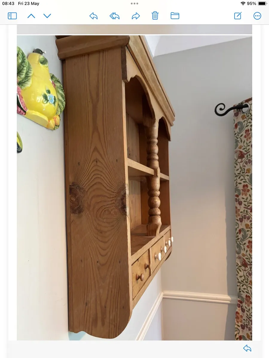 VINTAGE SOLID PINE WALL CUPBOARD - Image 3