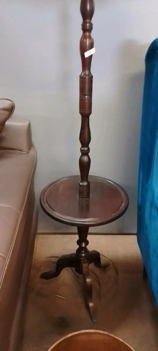 Vintage Mahogany Standard Lamp With Shelf - Image 2