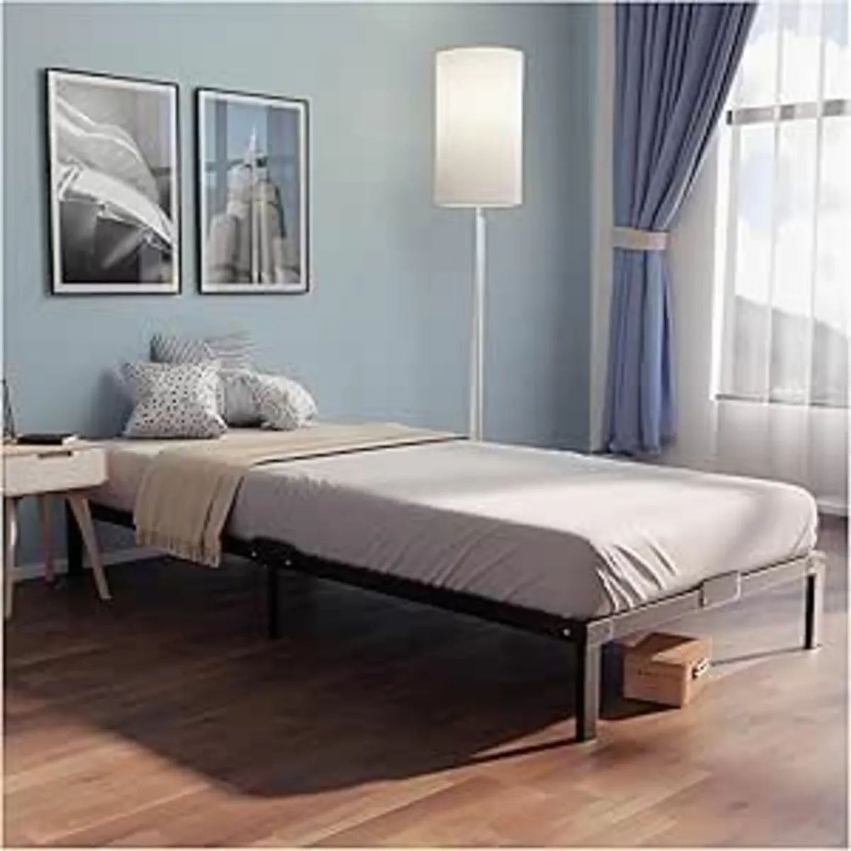 Metal Single Bed Frame  with Storage 90x190x35cm - Image 2