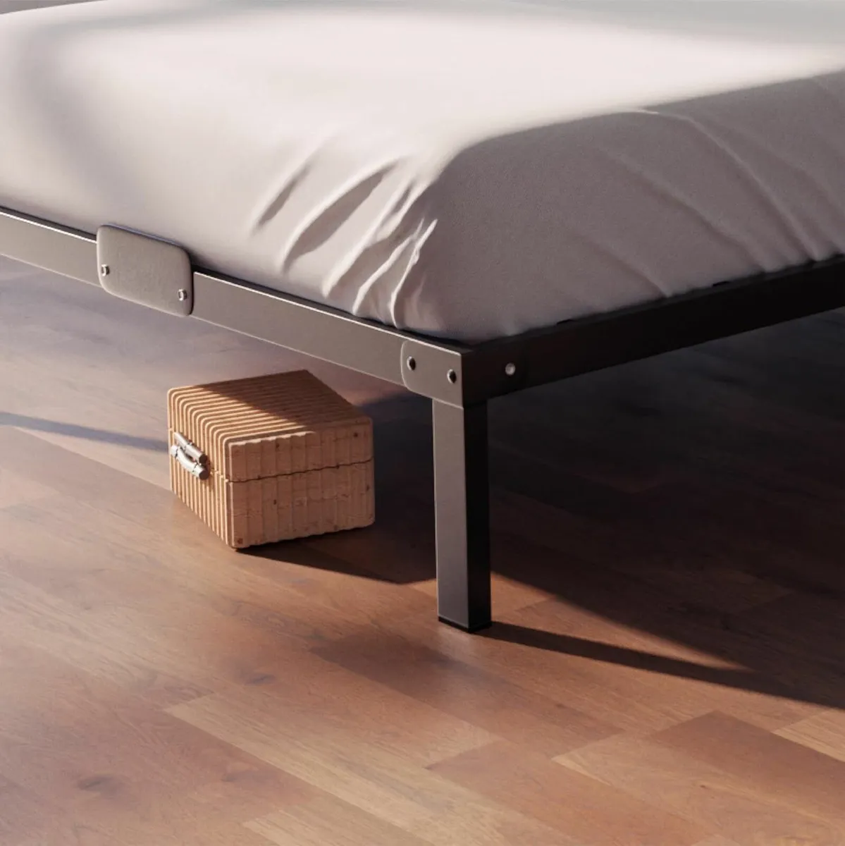 Metal Single Bed Frame  with Storage 90x190x35cm - Image 3