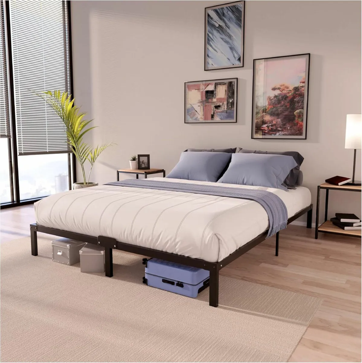 Double Bed Frames Metal 135 x 190 cm Storage 35 cm - Image 3