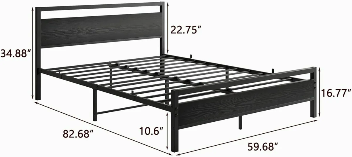 King Size Bed Frame Wooden Headboard 154x211cm - Image 3