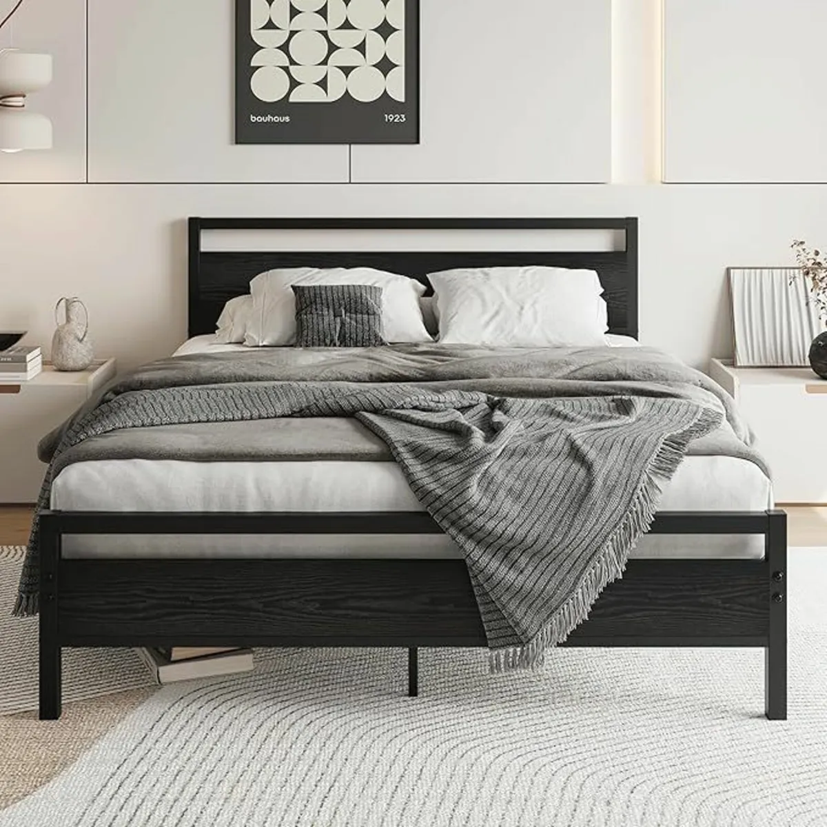 King Size Bed Frame Wooden Headboard 154x211cm - Image 1