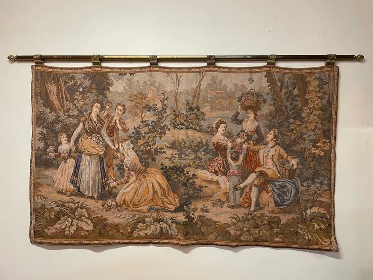 A Very Nice Large Vintage French Tapestry. - Image 1