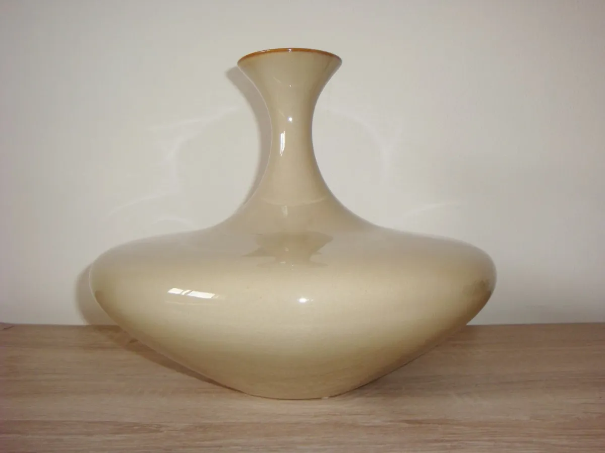 Large ceramic coffee long neck vase - Image 1
