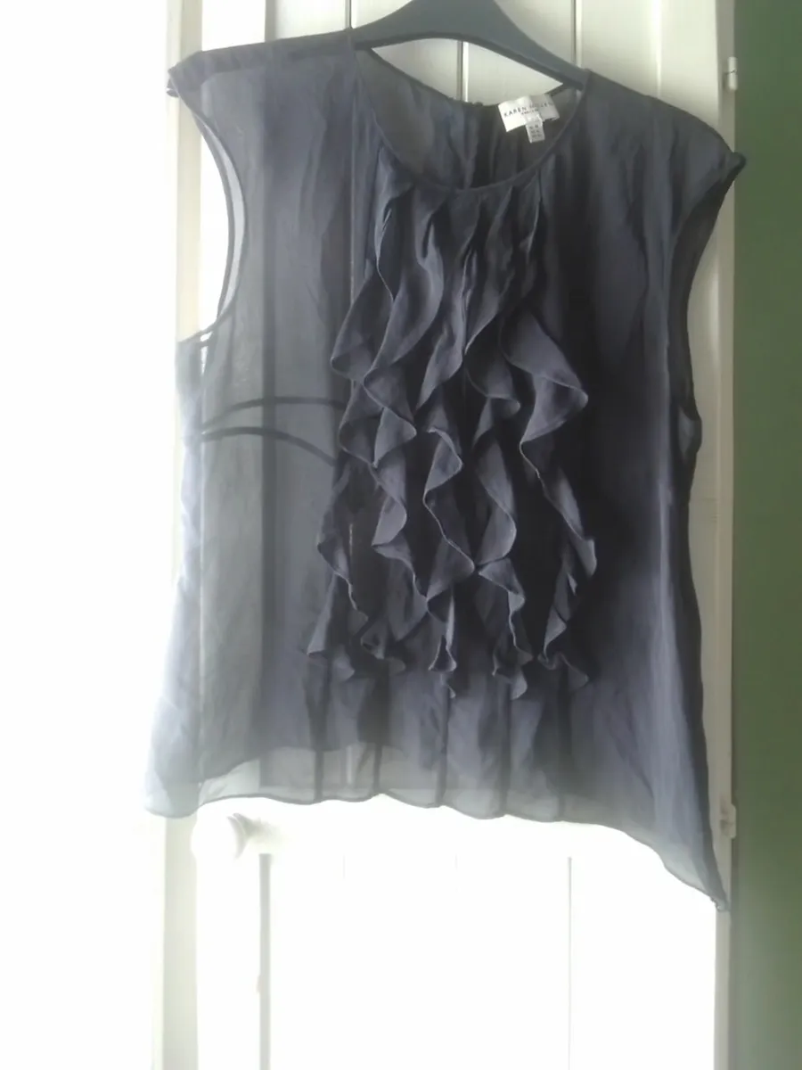 KAREN MILLEN BLACK SILK SLEEVELESS TOP 14 - Image 2