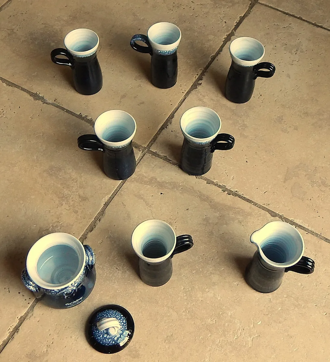 8 Piece Paul Maloney Pottery ‘Ocean’ Tea Set - Image 4