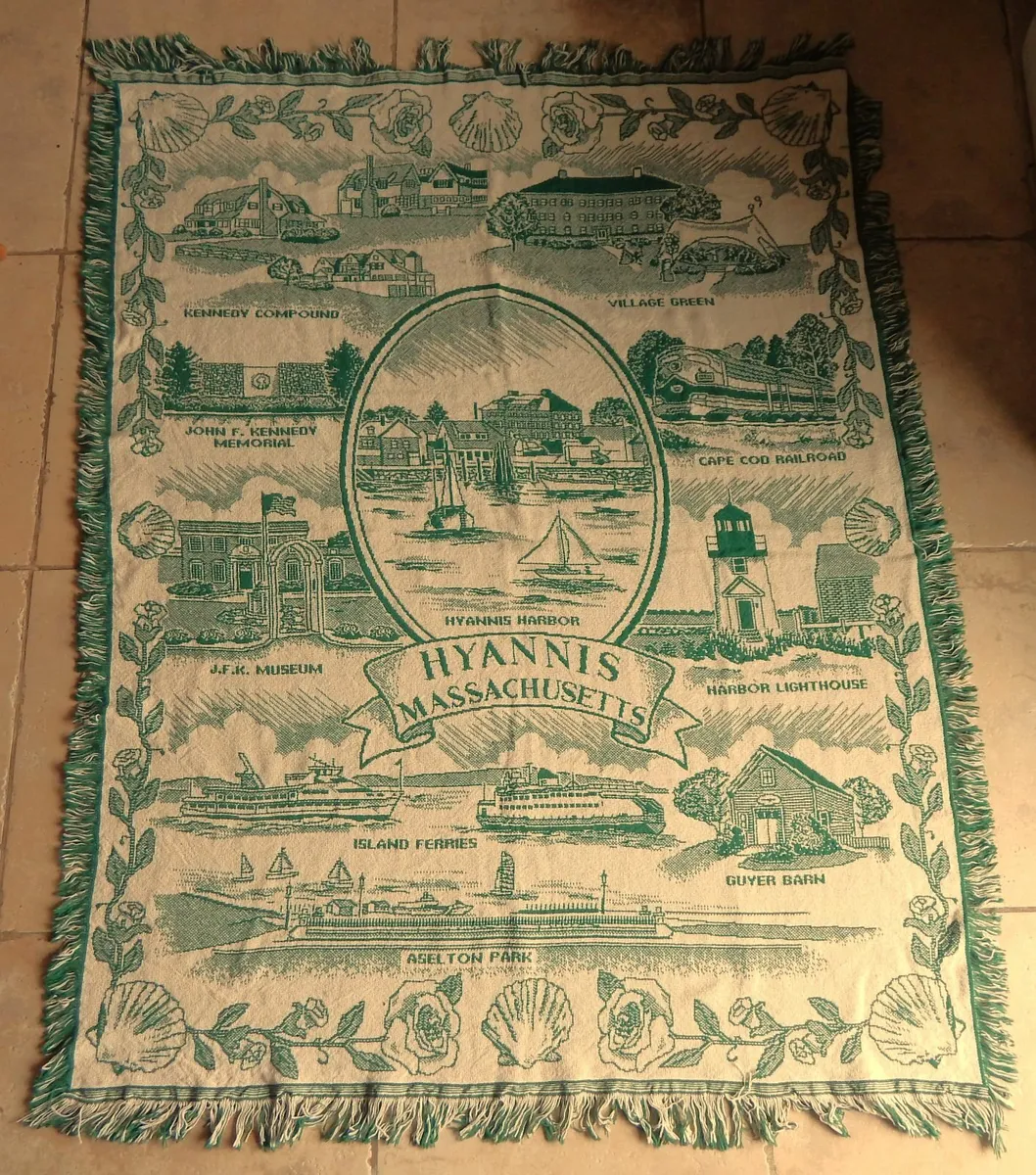 Large Woven Throw of New England Landmarks - Image 1