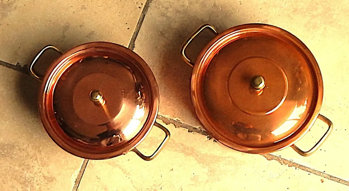 2 Tapiol brand Copper & Brass Cooking Pots - Image 2