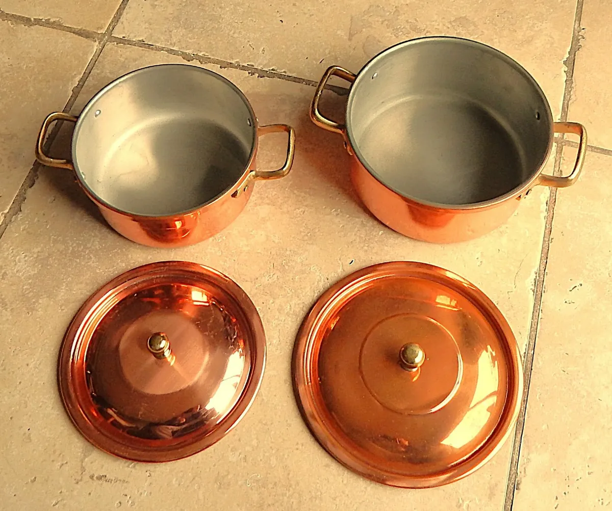 2 Tapiol brand Copper & Brass Cooking Pots - Image 3
