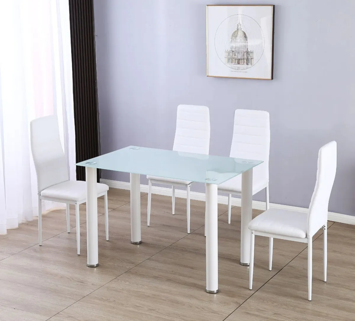 Extendable Glass Table Set with Chairs - Image 1