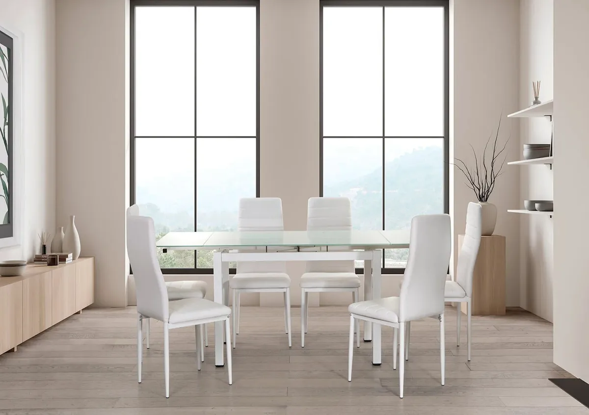 Extendable Glass Table Set with Chairs - Image 1