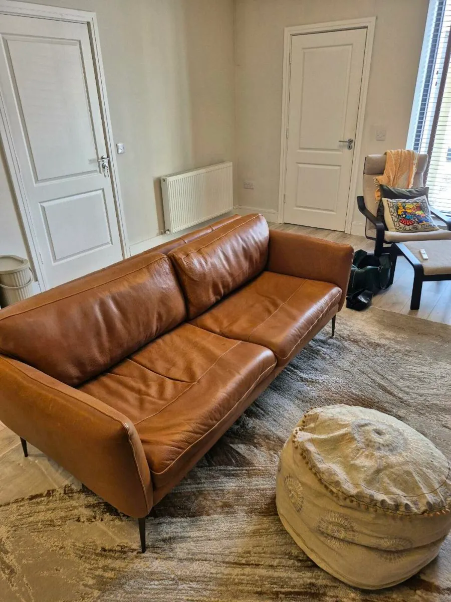 Italian leather sofa (Giovanni Sofa Miami FL Camel - Image 2