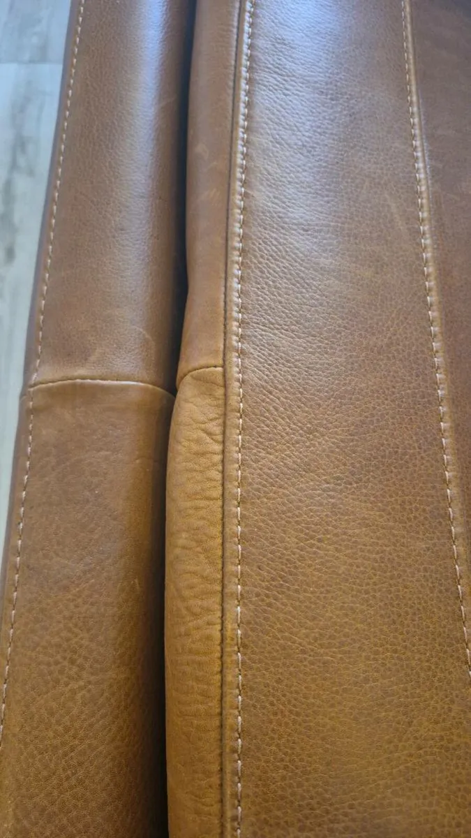 Italian leather sofa (Giovanni Sofa Miami FL Camel - Image 4