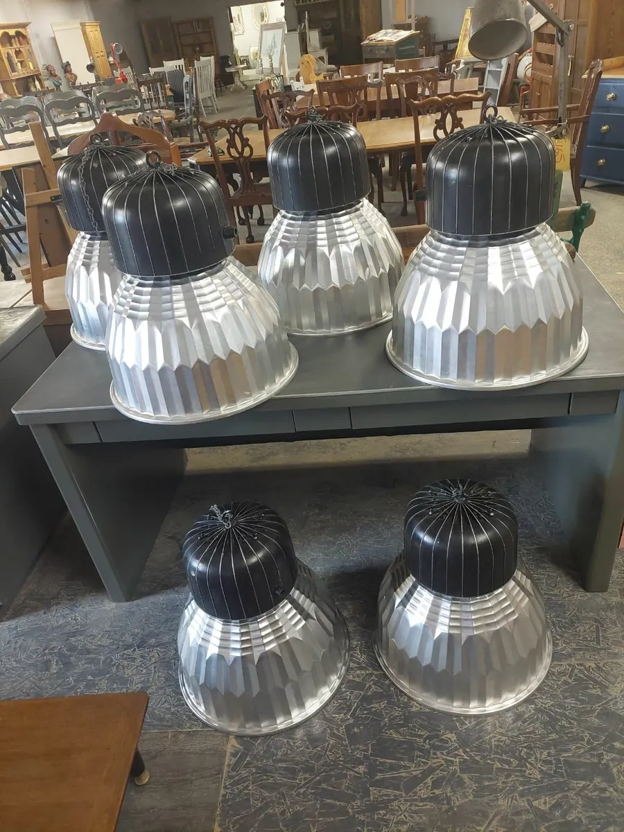 Large vintage industrial pendant lights - Image 2