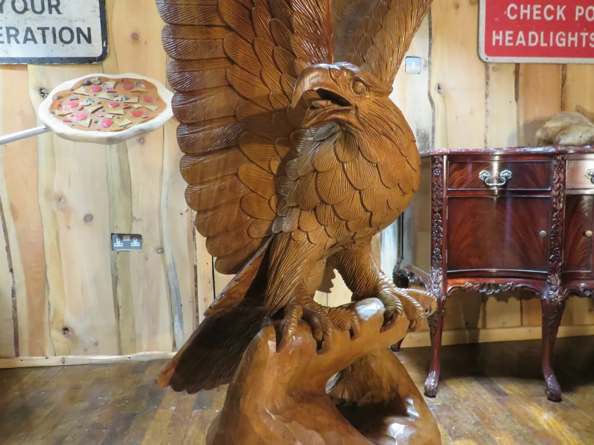 Lifesize Solid Teak  Eagle  (6'3" High) - Image 3