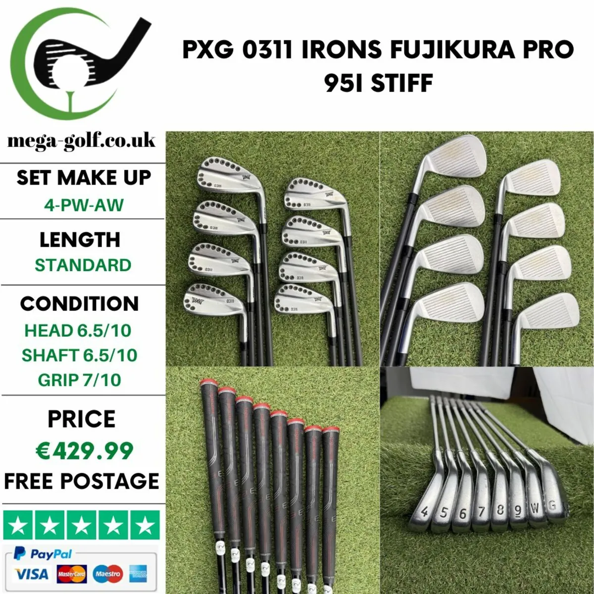 PXG 0311 IRONS / 4-PW-AW / FUJIKURA PRO 95I STIFF - Image 1