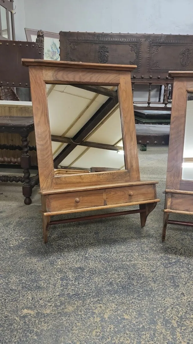 Indian rosewood wall hanging mirror with drawers - Image 1