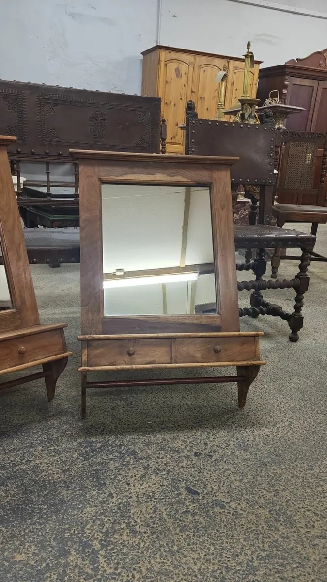 Indian rosewood wall hanging mirror with drawers - Image 3