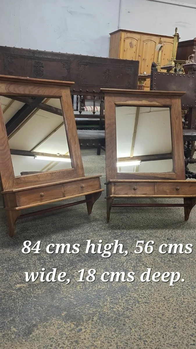 Indian rosewood wall hanging mirror with drawers - Image 4