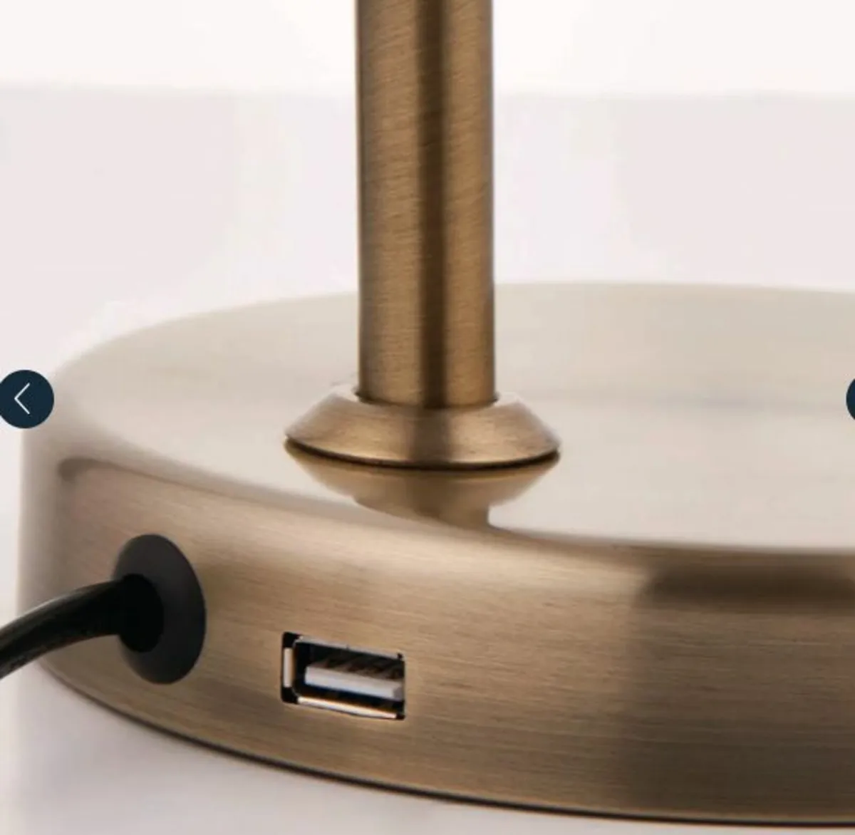 Amalfi 47cm USB Antique Brass Desk Table Lamp - Image 4