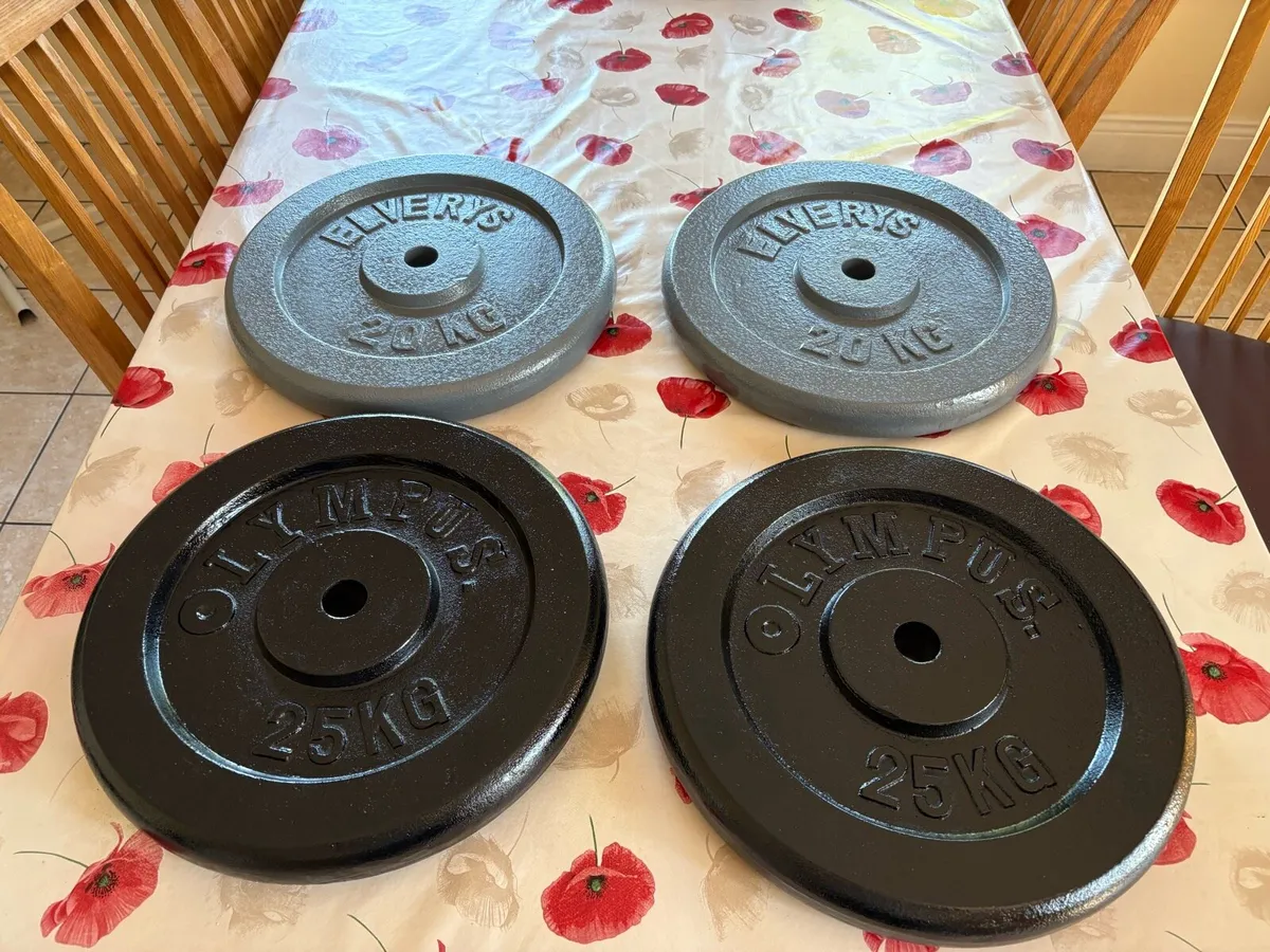 METAL 1 INCH 2 X 25KG + 2 X 20KG WEIGHT PLATES - Image 1