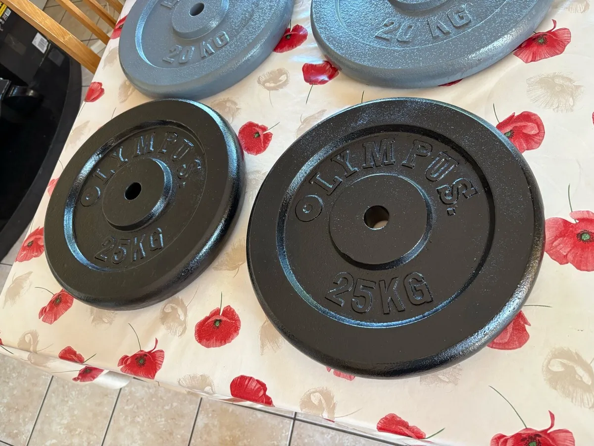 METAL 1 INCH 2 X 25KG + 2 X 20KG WEIGHT PLATES - Image 2