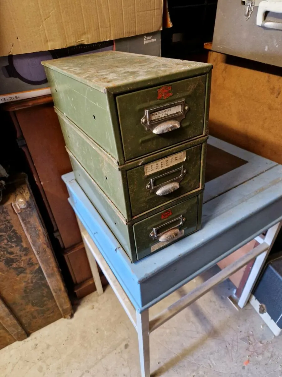 Vintage Retro Index Card Filing Cabinets - Image 1