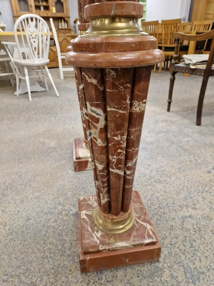 Large pair vintage marble columns, pedestals - Image 2