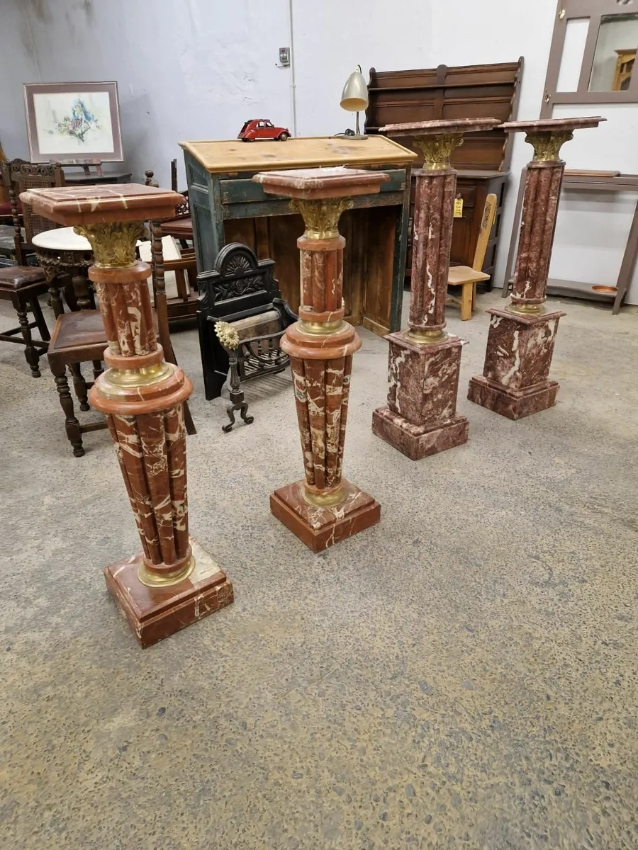 Large pair vintage marble columns, pedestals - Image 3