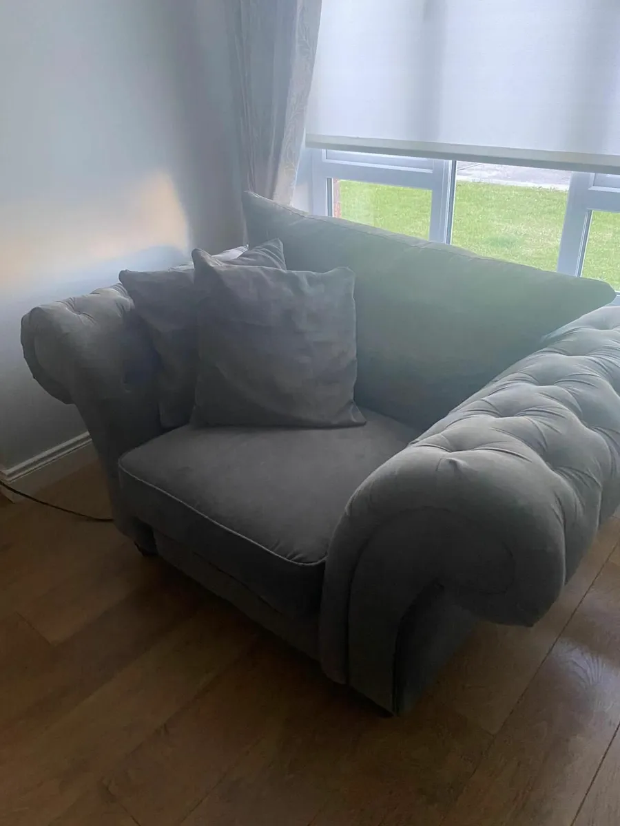 Grey Three Seater Sofa and Large Arm chair - Image 3