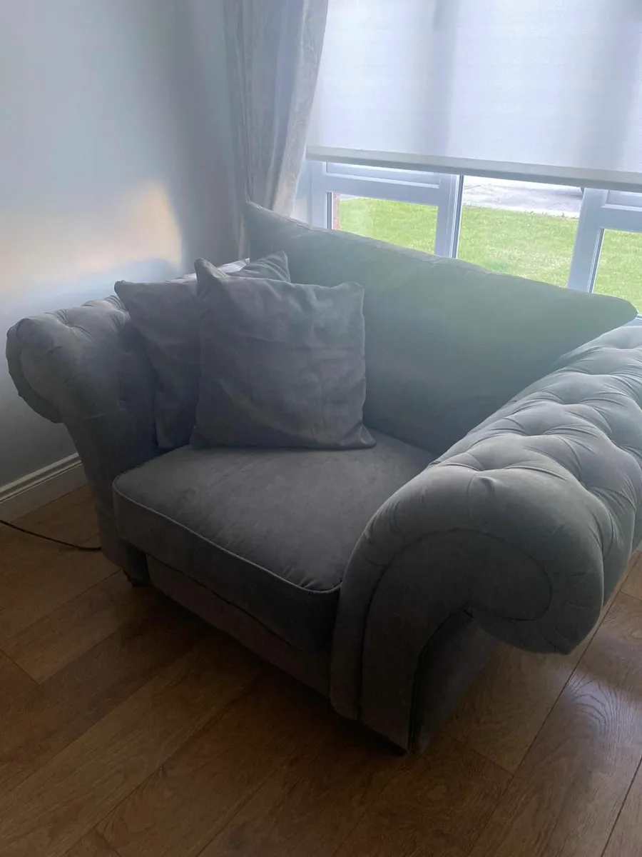 Grey Three Seater Sofa and Large Arm chair - Image 4