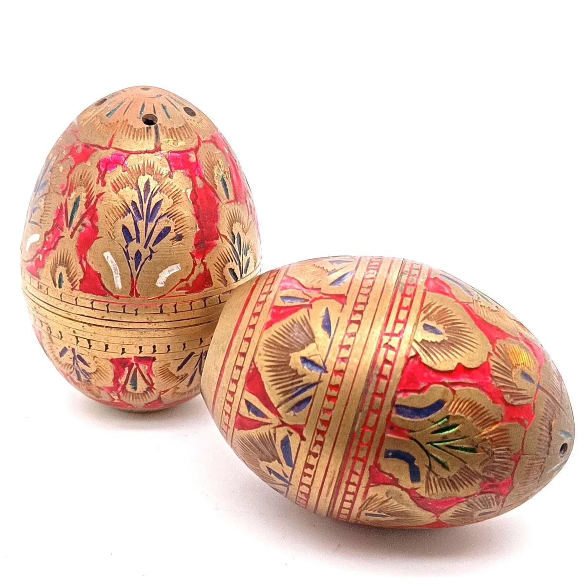 Vintage Brass Egg Shape Salt/ Pepper Shakers - Image 2