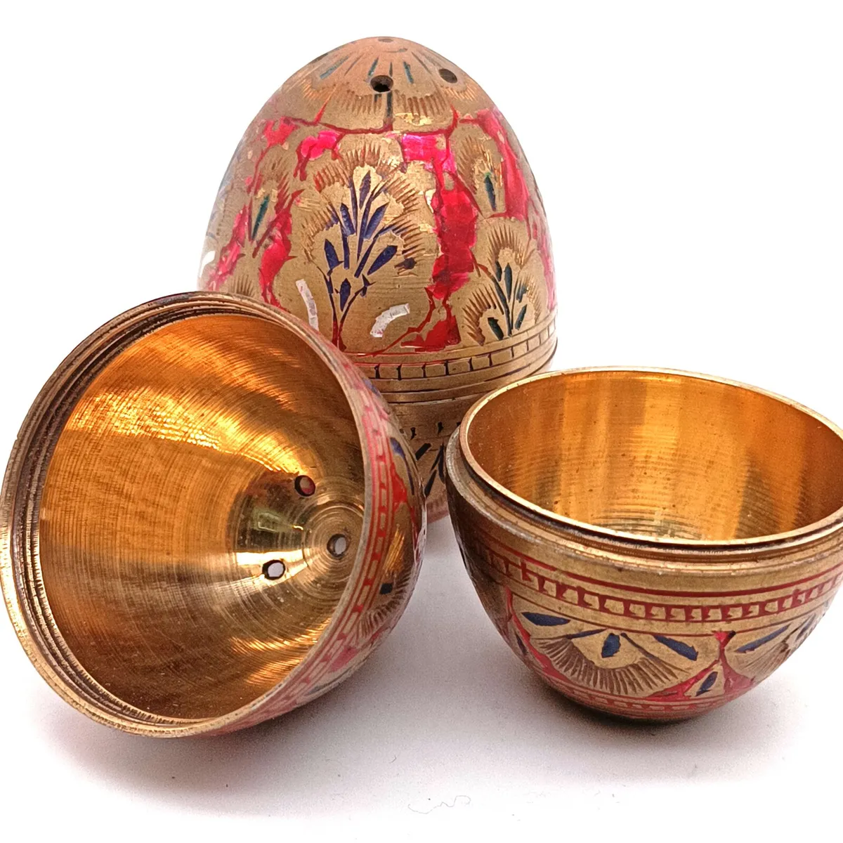 Vintage Brass Egg Shape Salt/ Pepper Shakers - Image 3