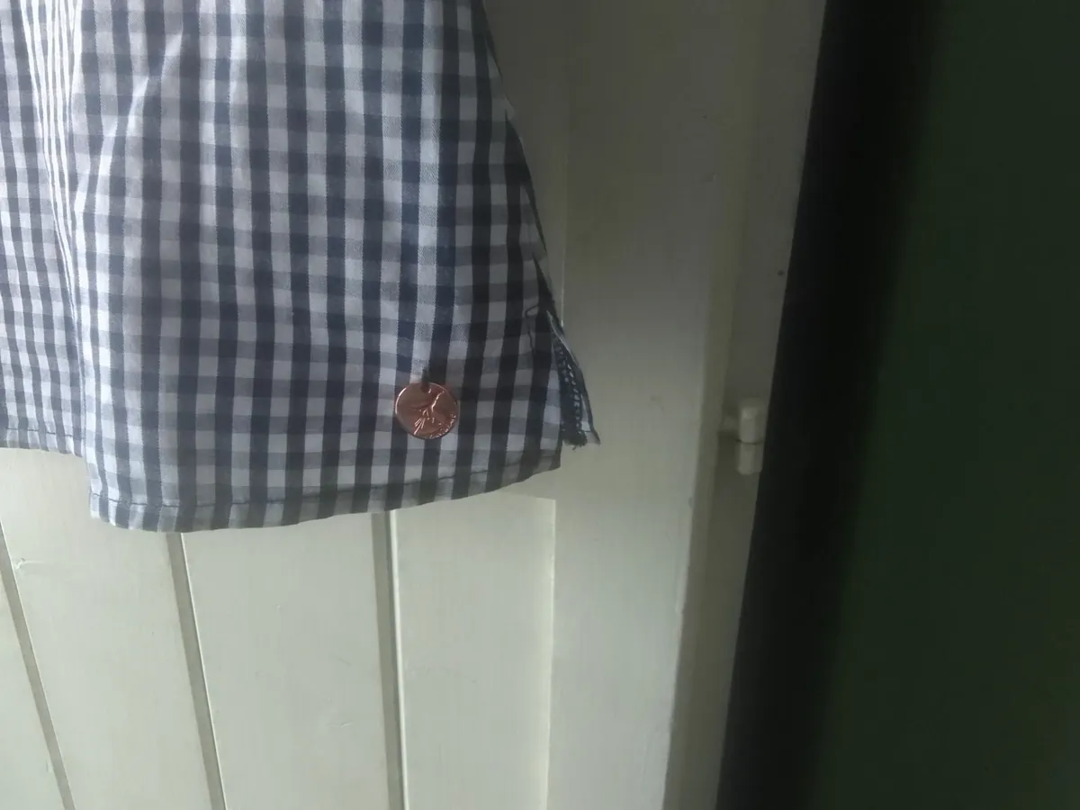 RANT & RAVE 100% NAVY COTTON GINGHAM TOP 8-10 NEW - Image 3