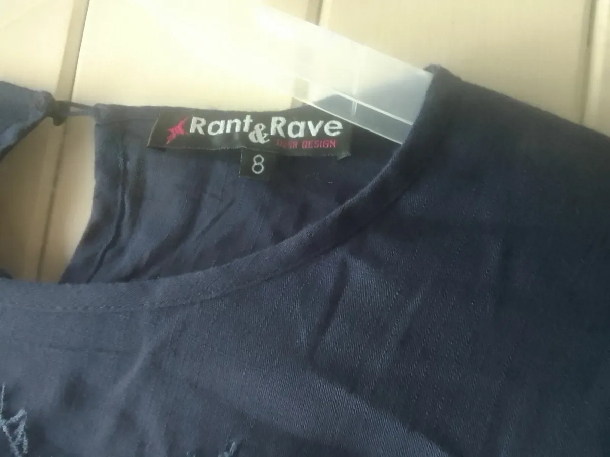 RANT & RAVE 100% NAVY COTTON GINGHAM TOP 8-10 NEW - Image 4