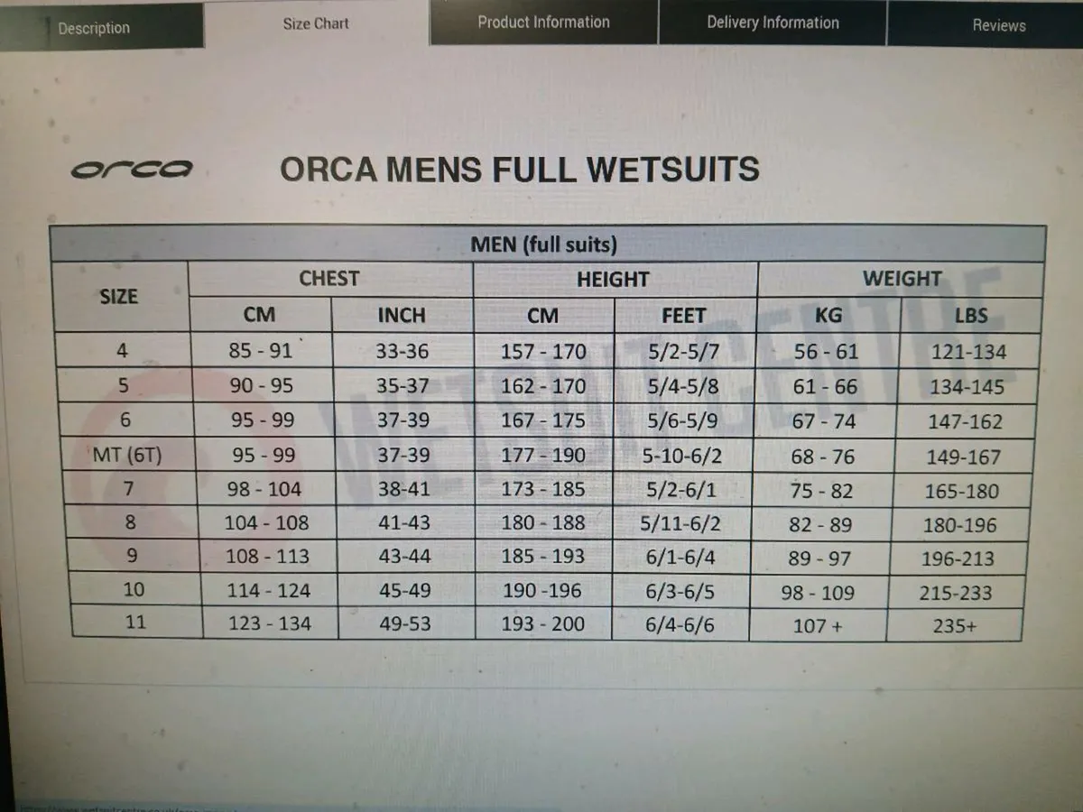 Small Secondhand Orca S6 SWIM wetsuit size 4 - Image 4